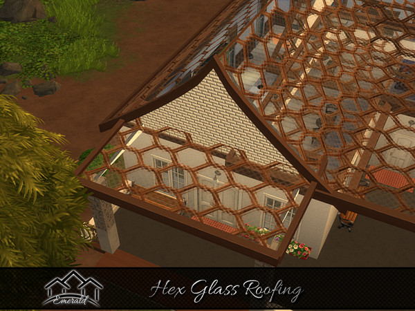 Sims 4 — Hex Glass Roofing1 by Emerald — Decorative hex glass roof can add a touch of elegance to your exterior design.