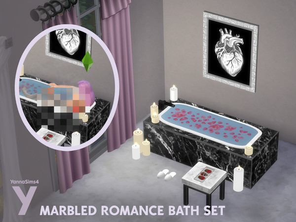 Sims 4 — YannaSims4 Marbled Romance Bath Set Bathtub by YannaSims4CC — Hi! Here's a romantic bathroom set just ahead of