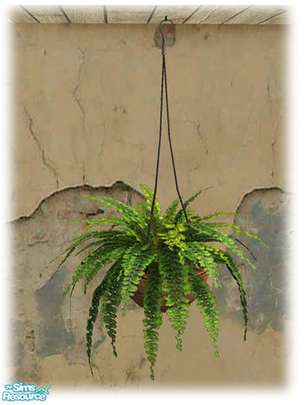 Sims 2 — Bourbon St: Hanging Fern Basket - Mesh by Shakeshaft — Part of a set of Wrought Iron based objects, set includes