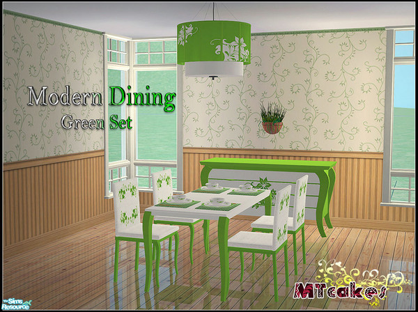 Sims 2 — MT-ModernDining-GreenSet by MTcakes — 2nd recolor set of our ModernDining.All items are green&white.Enjoy