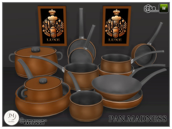 Sims 4 — Pan Madness set by jomsims — Pan Madness Add a touch of realism and elegance to your Sims' kitchen with this set
