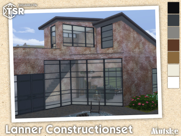 Sims 4 — Lanner Constructionset Part 1 by Mutske — Modern set which contains windows, doors, arches and blinds. Make sure