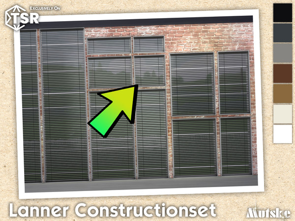 Sims 4 — Lanner Venetian Blinds Top Middle 1x1 by Mutske — Modern set which contains windows, doors, arches and blinds.