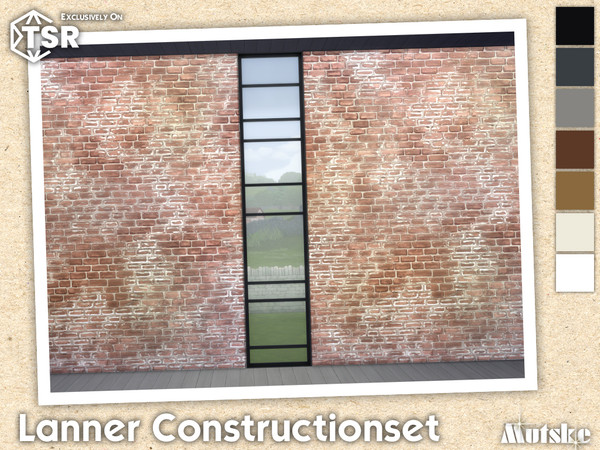 Sims 4 — Lanner Large Window Tall 1x1 by Mutske — Modern set which contains windows, doors, arches and blinds. Make sure