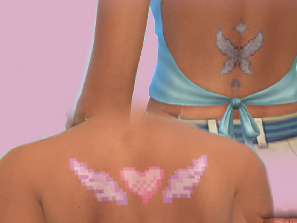 Sims 4 — Magical Pixel Tattoos Kit by Strudascout — A fan-made cc kit containing tattoos inspired by magical girls around