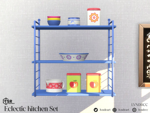 Sims 4 — Eclectic Kitchen set by LVNDRCC — Small set of various ceramic and metal kitchen decorations, in retro eclectic
