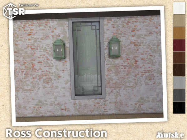Sims 4 — Ross Window Middle 1x1 by Mutske — Modern set which contains windows, doors, arches and curtains. This part has