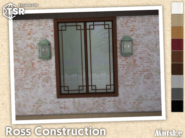 Sims 4 — Ross Window Middle 2x1 by Mutske — Modern set which contains windows, doors, arches and curtains. This part has