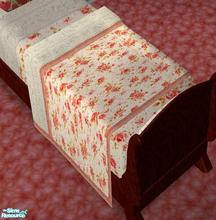 Sims 2 — Candy Apple Bedroom - Bed Blanket by Riverwillows — A lovely Victorian-style bedroom, in rich mahagony and candy