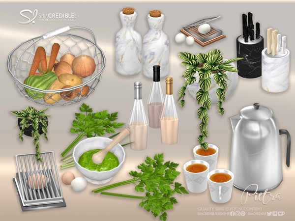 Sims 4 — Pietra Addons by SIMcredible! — These are addons created to make your sim kitchens more like the ones we have in