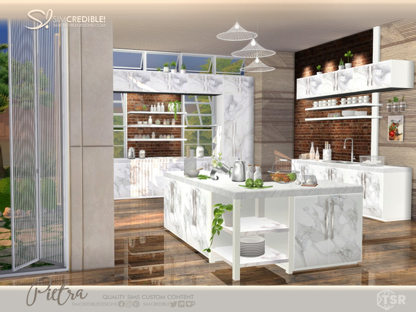 Sims 4 — Pietra Wall Cabinet by SIMcredible! — Pietra is a contemporary, stylish, and spacious kitchen with