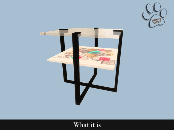 Sims 4 — What it is - Table by siomisvault — This is the final part to get that eclectic hypebeast room! I hope you like