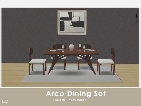 Sims 4 — Arco Dining Set by Riptidecc — Sleek, sculptural, and effortlessly sophisticated, the Arco Dining Set is