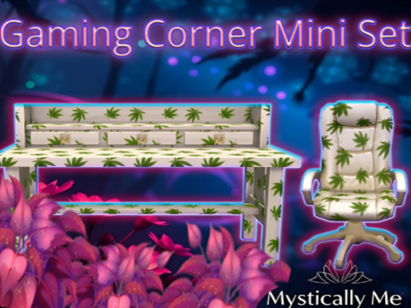 Sims 4 — The Gaming Corner Mini Set by Mystically Me — Swatches- 5 in total Buy mode under study