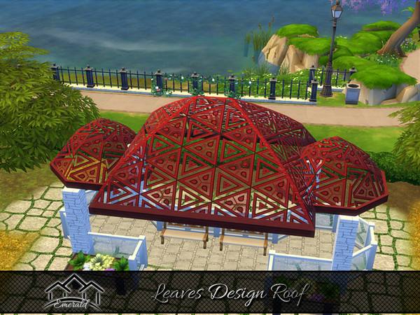 Sims 4 — Leaves Design Roof5 by Emerald — Adds instant charm and interesting visual effects to any home.