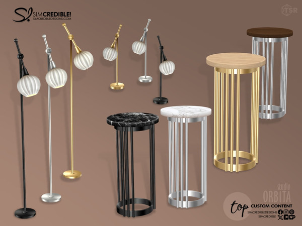 Sims 4 — Orbita Table Lamp by SIMcredible! — Bringing to your sims a posh office room. With a touch of marble and golden
