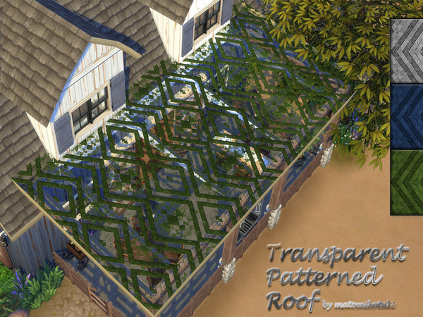 Sims 4 — Transparent Patterned Roof by matomibotaki — Geometrically patterned, transparent roof, decorative and unusual,