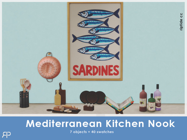 Sims 4 — Mediterranean Kitchen Nook by Riptidecc — Capture the charm of a rustic Mediterranean kitchen with the
