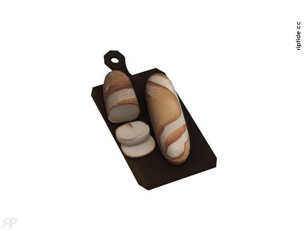 Sims 4 — Riptide CC Mediterranean Kitchen Nook Rustic Breadboard with Loaf by Riptidecc — Capture the charm of a rustic