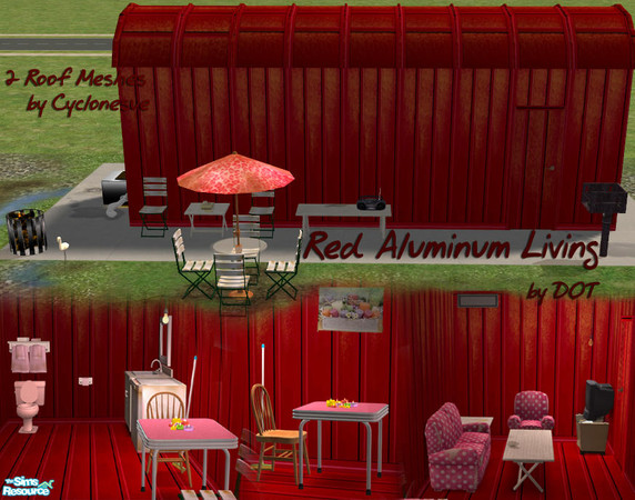 Sims 2 — Red Aluminum by DOT — Red Aluminum Stained and Rusted. Roof MESH by FA Cyclonesue