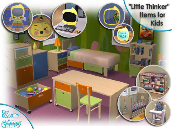 Sims 2 — Little Thinker Items for Kids by NoFrills — This is the whole collection of Little Thinker. Three sets are