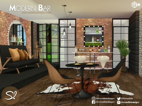 Sims 4 — Modern Bar by SIMcredible! — Fun time! We created this snazzy modern bar for sims who want sophistication and