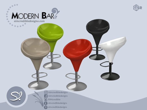 Sims 4 — Modern Bar- Stool by SIMcredible! — Fun time! We created this snazzy modern bar for sims who want sophistication