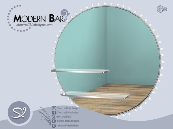 Sims 4 — Modern Bar- rounded wall lamp mirror shelves by SIMcredible! — Fun time! We created this snazzy modern bar for