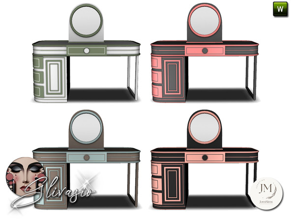 Sims 4 — Glivasio  vanitiy table floor mirror by jomsims — Transform your Sims' routine with the Glivasio set.