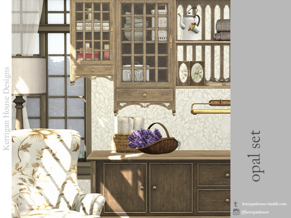 Sims 4 — Opal Set by kerriganhouse — A vintage cupboard and storage set.