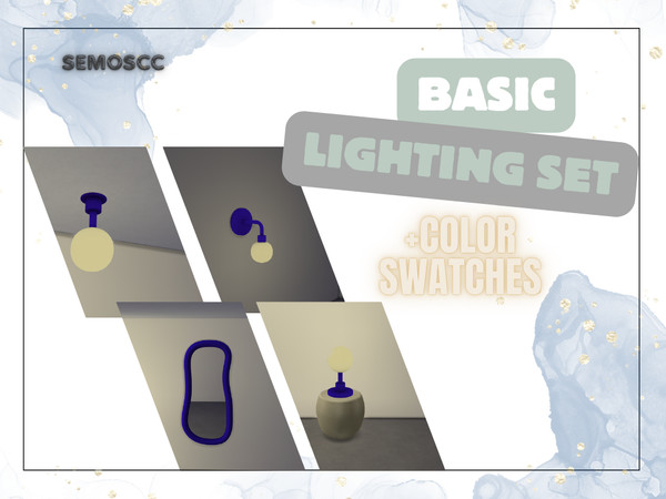 Sims 4 — Basic Lighting Set by semoscc — With an additional wall mirror :)