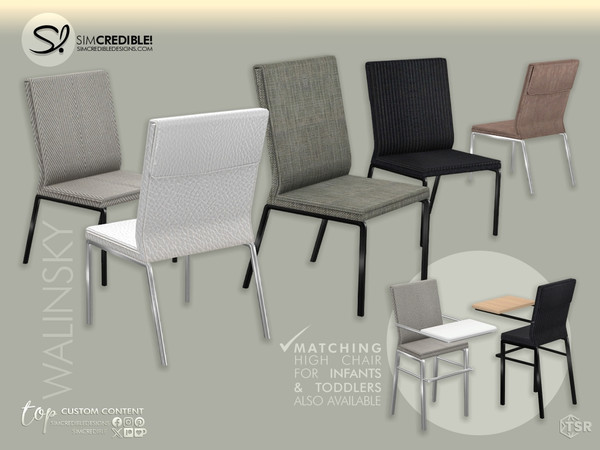 Sims 4 — Walinsky Dining Chair by SIMcredible! — Call your sim friends for dinner and show off this elegant fashion new