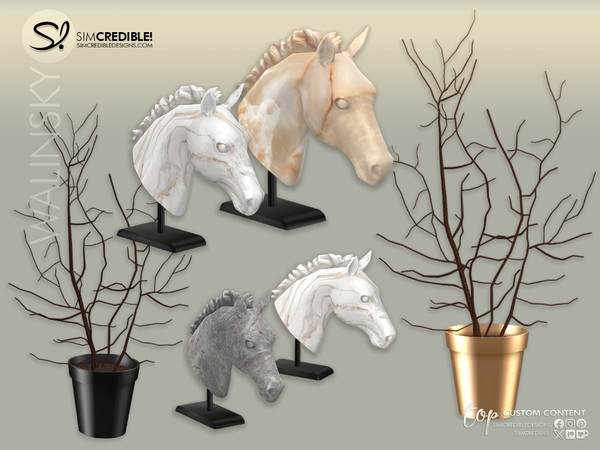 Sims 4 — Walinsky Horse Sculpture by SIMcredible! — Call your sim friends for dinner and show off this elegant fashion