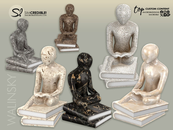 Sims 4 — Walinsky The Reader Sculpture by SIMcredible! — Call your sim friends for dinner and show off this elegant