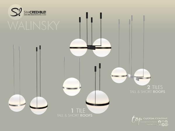 Sims 4 — Walinsky Ceiling Lamp 1 Globe Short by SIMcredible! — Call your sim friends for dinner and show off this elegant