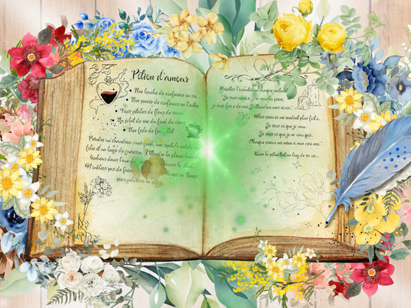 Sims 4 — Love Potion Loading Screen by Gaiena_Sims — Recipe of a self-love potion writing in French. Full Translation