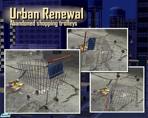 Sims 2 — Abandoned Shopping Trolleys by Cyclonesue — Part of the Urban Renewal series. More modern-age sculptures with