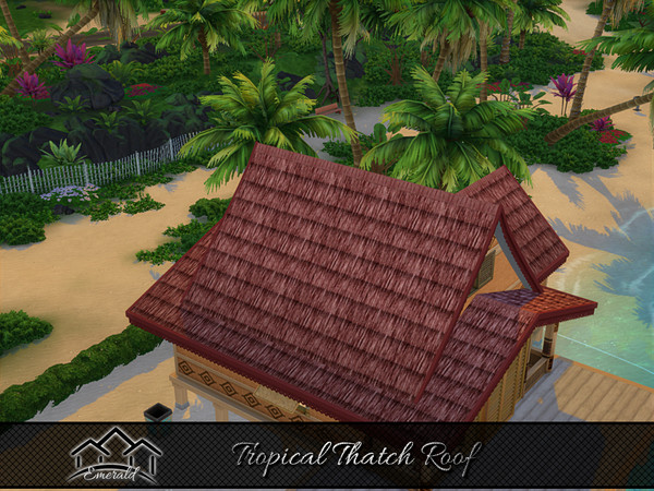 Sims 4 — Tropical Thatch Roof 6 by Emerald — Creating a relaxing and refreshing tropical feel for your home and resort
