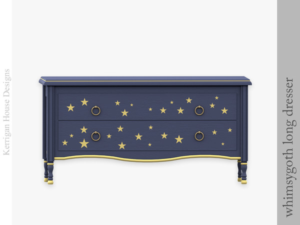 Sims 4 — Whimsygoth Long Dresser by kerriganhouse — A collection of whimsy dark furniture for alternative sims.