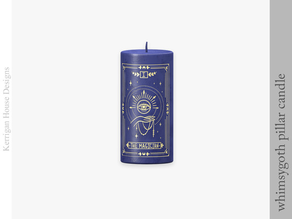 Sims 4 — Whimsygoth Tarot Pillar Candle by kerriganhouse — A collection of whimsy dark decor for alternative sims.