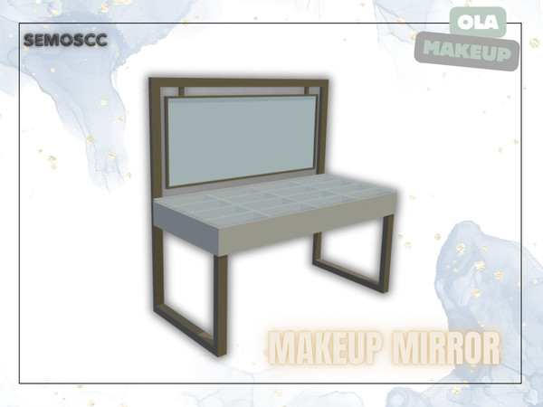 Sims 4 — [SCC] Ola Makeup Table by semoscc — Makeup table with mirror and extra glass part + few makeup items