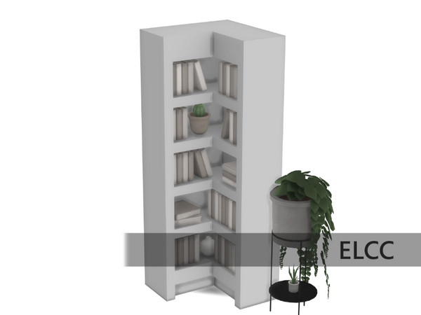 Sims 4 — The Quiet Corner Bookcase Right by ELCC — The Quiet Corner A library set that has modern & vintage looking