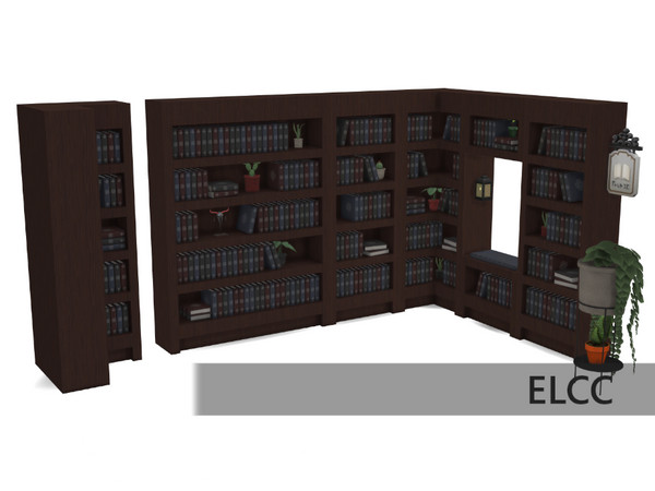 Sims 4 — The Quiet Corner Library Set by ELCC — The Quiet Corner A library set that has modern & vintage looking