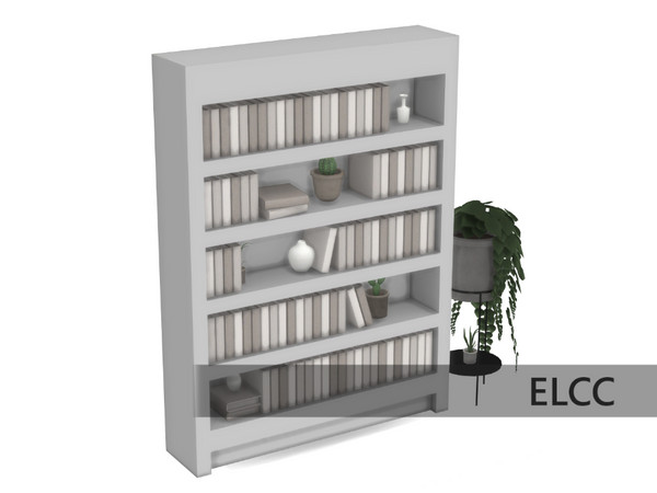 Sims 4 — The Quiet Corner Bookcase Large by ELCC — The Quiet Corner A library set that has modern & vintage looking