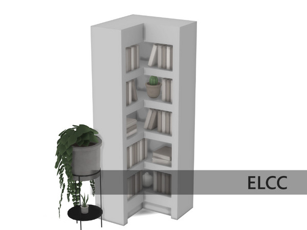 Sims 4 — The Quiet Corner Bookcase Left by ELCC — The Quiet Corner A library set that has modern & vintage looking