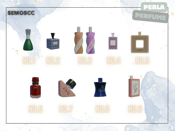 Sims 4 — [SCC] Perla Set Perfume No.2 by semoscc — A perfume collection of 9