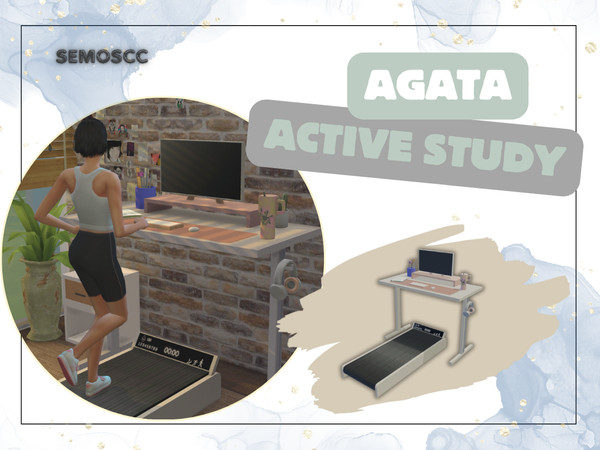 Sims 4 — Agata Active Study Set by semoscc — Elevated non-functional desk