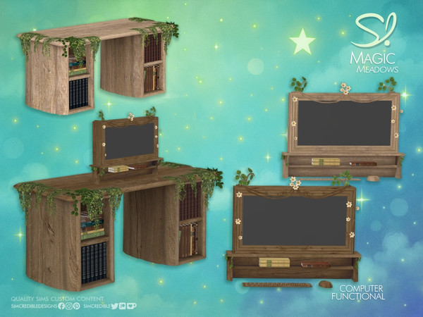Sims 4 — Magic Meadows Computer by SIMcredible! — Let this teen bedroom bring your fantasy forest dreams to life!