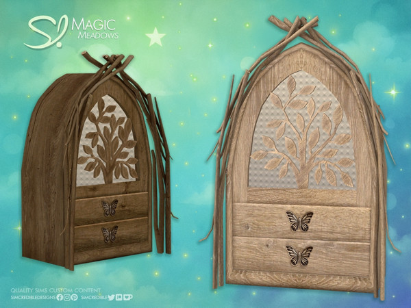 Sims 4 — Magic Meadows Wardrobe by SIMcredible! — Let this teen bedroom bring your fantasy forest dreams to life!