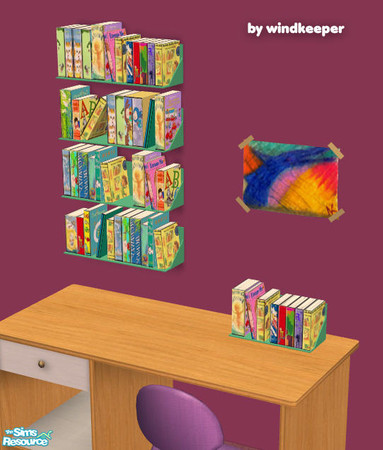 Sims 2 — Wall bookshelf - green by Windkeeper — Bright recolor of Wall bookshelf 1 from this set, requires that file to